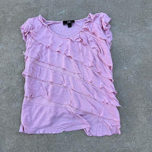 I.N. San Francisco Pink Ruffle Tiered Top - Size Large (fits more like a M) - Picture 1 of 4